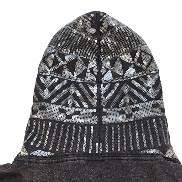 Victorias Secret Pink Sweater Womens XS Gray Silver Sequin Sparkly Full Zip - Picture 7 of 16